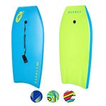 Osprey 40 Inch Body Board with Leash, HDPE Slick and Crescent Tail, XPE Boogie Board for Adults Children Kids, Multiple Colours,Blue