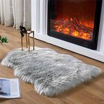 EasyJoy Ultra Soft Fluffy Shaggy Area Rug Faux Fur Rug Chair Cover Seat Pad Fuzzy Area Rug for Bedroom Floor Sofa Living Room (2 x 3 ft Sheepskin, Light Grey)