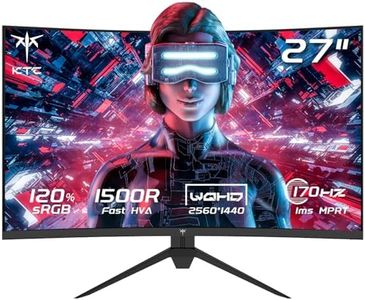 KTC Monitor Gaming Curvo 27 Pollici, 180Hz, 2K QHD 2560 x 1440p Schermo PC, VA 1500R Senza Cornice, 1ms, HDR, Computer Monitor con FreeSync & G-sync, Eye Care, VESA, DP 180Hz, HDMI 144Hz, H27S17