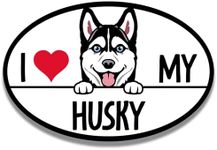 Magnet Me Up I Love My Husky Dog Breed Car Magnet Decal, 4x6 inches, Cute Peeking Dog Car Accessories, Friendly Family Dog, Magnetic Vinyl for Car, Truck, Express Affection, Made in USA