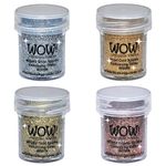 WOW! Sparkle Bundle - Embossing Powders 4 (15ml) Jars Metallic Gold Sparkle, Metallic Copper Sparkle, Pearl Gold Sparkle and Metallic Silver Sparkle