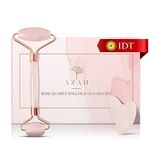AZAH Rose Quartz Gua Sha&Rose Quartz Face Roller By Azah 100% Natural And Certified Rose Quartz Stone Reduce Dark Circles&Wrinkles Tone Your Skin Rose Quartz Roller And Gua Sha Set