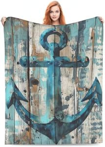 Turamurra Rustic Nautical Anchor Blanket Gifts for Adults Kids Soft Warm Lightweight Cozy Vintage Blue Marine Throw Blankets for Bed Sofa Living Room Couch Home Decor 50"x40"
