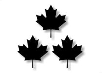 3 Black Maple Leaf 4'' Decals 4x4 OffRoad Truck SUV Sled Snowmobile or Travel Luggage Accessories Vinyl Stickers (BLACK)