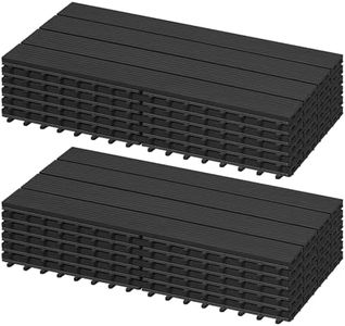 Laneetal Lot de 12 Carreaux de Terrasse à Lattes en WPC, Carreaux Extérieur pour Jardin, Dalle de Terrasse Clipsable en Composite à Emboîtement, Patio, Balcon, 30x60cm, Effet Bois, Anthracite