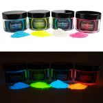 WA Portman Luminous Glow Powder 4 Pack - 60g (2.12 oz) per Jar Premium Glow in The Dark Resin Pigment Powder - Glow in The Dark Powder for Resin - Phosphorescent Powder in 4 Colors