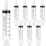 8 Pack 60ml Plastic Syringes with Cap Disposable Ear Syringe for Wax Removal, FDA Approved, Individually Packed for Adults, Toddlers and Small Pets Nutrient Measuring, Watering Experiments Industrial