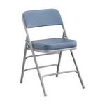BOOSDEN Folding Chair, Foldable Chair, Faux Leather Fold Up Chair for Home, Office, Dining, Portable and Compact Metal Frame Folding Seat, Thickened Padded Fold Out Chair Indoor & Outdoor, Blue