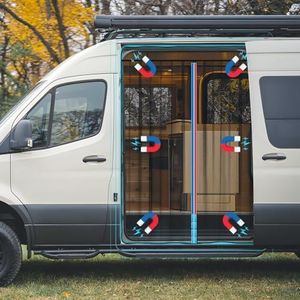 Kohree Van Bug Screen, Full Magnetic Strips Door Van Mesh Screen Curtain, Universal Size for Side Door Rear Door Flyscreen Sprinter Mosquito Net for Mercedes Motorhome Camper (Standard, 71" H x 59" W)