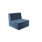 Novogratz The Flower 5-in-1 Modular Chair and Lounger Bed, Indigo Blue Velour