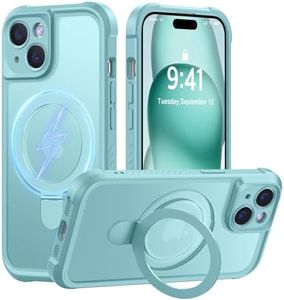 MOCCA Design for iPhone 15 Case with Magnetic Invisible Stand [Full Camera Protection] [Compatible with Magsafe] Military Drop Shockproof Translucent Matte Phone Case Cover 6.1",Blue