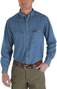 Wrangler Riggs Workwear Men's Denim Work Shirt, Antique Navy, Large