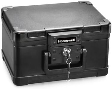 Honeywell Safes & Door Locks - Small Safe Box Chest for Home - Fireproof Safe Holds #10 Envelopes, USB Flash - Strong ABS Plastic - Document, Money Safe with Key Lock System - 0.15 CU, Black - 1101