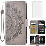 Asuwish Compatible with LG Stylo 2 2+/Stylus 2 Plus/Stylo2 V 2V Verizon Wallet Case and Screen Protector Card Holder Flip Accessories Wrist Strap Stand Cell Phone Cover for G LS775 VS835 Women Grey