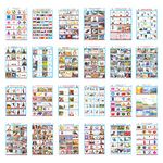 WHITETOWN Combo Sticker for Kids Project – Yoga, Traffic Signal, Flags, Noun, Shapes, Parts of Speech, Dance of The World, Solar Energy | School Project | Adhesive Sticker (24 Pcs)