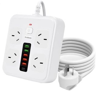 10 in1 Power Strip, Power Board with USB C with 4-Sockets Combo, 5-USB A 1-USB C（DC 5V 3.4A） Surge Protection 2400W-10A, Power Socket for Home&Office -2M