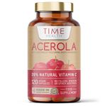 Acerola Cherry Extract Capsules - Natural & Wholefood Vitamin C - UK Manufactured - Zero Stearates or Flow Agents (120 Capsule Pouch)