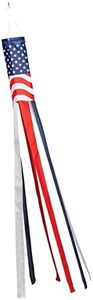 Lighted Patriotic Windsock, Crafted with Durable Polyester and Plastic Blend, Outdoor Décor - Measures 5" Long x 5" Wide x 60" High, by Holiday PeakTM