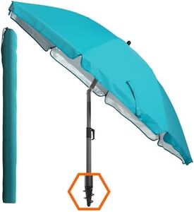 4smile Sonnenschirm Strand SunnyJoy, Türkis - UPF 50+ Strandschirm Ø 180 cm, sicherer Sonnenschutz Strand, Strandschirm windfest stabil - Sonnenschirm mit Schutzhülle