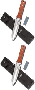 Garden Guru Hori Hori Garden Knife Deluxe Set for Weeding, Digging, Pruning, and Cultivating - Stainless Steel Full Tang Blade | Marks for Measuring Planting Depth | Nylon Sheath for Storage (2 Pack)