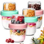 ComSaf Overnight Oats jars with Lids (8oz+4oz 4Pcs), Dual-Laryer Chia Pudding Jars with Dry and Wet Separation, Yogurt Parfait Contianer for Oatmeal Cereal Nut Fruit, Meal Prep Glass Jars for Salad