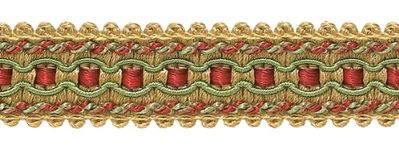 Gold, Wine , Green 1" Imperial IIGimp Braid Style# 0125IG Color: HOLIDAY SPLENDOR - 3752 (Sold by The Yard)