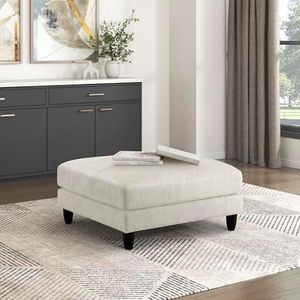 Lexicon Modern Ottoman, Foot Stools, Living Room Foot Rest, Module for Sectional Sofa, 40" Microfiber Upholstery Square Ottoman for Living Room/Bedroom, Assembled, Beige
