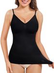 Nebility Compression Tank Tops for Women Tummy Control Shapewear Spaghetti Strap V-Neck Camisole Cami Body Shaper(Black, 3X-Large)