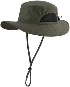 Connectyle Kids Sun Hat Wide Brim Fishing Safari Hat UPF 50 Protection Bucket Hats for Boys Girls Breathable Summer Beach Hat, Army Green, One Size