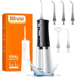 Bitvae Water Dental Flossers for Teeth, Cordless Flosser with 3 Modes & 5 Intensities, Water Teeth Cleaner Picks for Cleaning, IPX7 Waterproof & Rechargeable, Portable for Travel, Jet Black