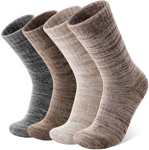 Anlisim Extra Thick Merino Wool Thermal Boot Hiking Socks Warm Winter Cozy Crew Comfy Full Cushioning Work Women Men Socks 4 Pairs(Brown Series,M)