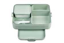 Mepal Bento Box Large - Lunch Box with Bento Box - for 4 Sandwiches or 8 Slices of Bread - Lunch Box for Sandwiches, Small Snacks & Left Overs - Lunch Box Adults - Nordic sage