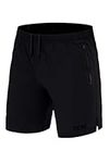 TCA Men's Elite Tech Lightweight Running or Gym Training Shorts with Zip Pockets - Triple Black, M