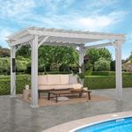 Backyard Discovery 12x10 ft Hawthorne White Galvanized Steel Pergola w/Soft Sail Shade, Spacious, Rust Resistant, UV Protection, Resist Winds Up to 100 MPH, Durable, Powerport USB & Electrical Outlet