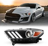 Winjet LED Headlight Assembly Fit For 2015-2017 Ford Mustang / 2016-2020 Ford Shelby GT350 / 2020-2021 Ford Shelby GT500 Projector Headlamp Replacement Black Housing Clear Lens (Driver Side)