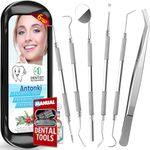 Antonki Dental Tools for Home Use, Dental Hygiene Kit, Dental Pick Teeth Cleaning Tools Set, Plaque Remover for Teeth, Stainless Steel Professional Tartar Scraper - with Case