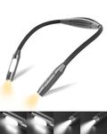 Alampan LED Neck Reading Light, Knitting Crochet Light Around Neck, Longer Arm Reading Light for Crafting, Rechargeable Book Light for Reading at Night, Neck Lamp Hands Free 3 Colors Dimmable Grey