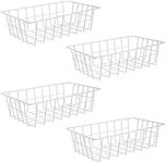 Orgneas Freezer Organizer Bins Metal Wire Storage Baskets for Upright Refrigerator Chest Freezer, Kitchen Pantry Storage and Organization for Fruit Vegetable Soda Cans Toys and Snacks, Set of 4