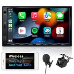 ATOTO F7 XE Double-DIN Car Stereo, Wireless CarPlay & Wireless Android Auto, 7inch QLED Touchscreen Car Radio, Bluetooth, Mirror Link, HD Live Rearview, Mic, Backup Camera, F7G2A7XE-S01