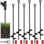 Chumia 18 Inch Ground Anchor Spiral Blade Heavy Duty Earth Anchors Swing Set Anchors Metal Shed Anchor Kit for Garden Securing Trees Tents Trampoline Canopies Shelters(Black, 6 Pcs)