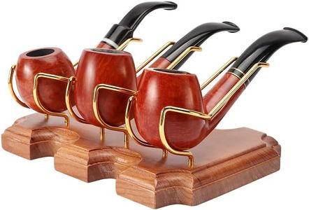ReignSword Wooden Tobacco Pipe Stand Holder with 3 Display Metal Slots, Family Home Pipe Accessories for Tobacco