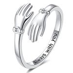 Inspirational Best Friend Rings for Women Sister: Sterling Silver Love Hug Rings Always With You Friendship Hugging Rings Cute Encouragement Jewelry Gifts For Mother Wife Friends