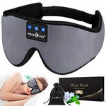 MUSICOZY Sleep Headphones Bluetooth Headband Sleeping On Ear Headphone Sleep Mask, Wireless Eye Mask Earbuds for Side Sleepers Men Women Office Nap Air Travel Cool Gadgets Unique Gifts Boys Girls Gray