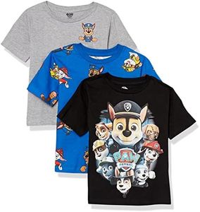 Nickelodeon Boys' Little Paw Patrol 3 Pack Tee Bundle, Royal/Black/Heather Grey, 5-6