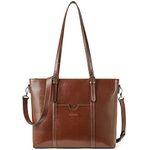 BOSTANTEN Women Leather Laptop Tote Office Shoulder Handbag Vintage Briefcase 15.6 inch Computer Work Purse Dark Brown