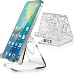 Aibilif 2-pack Acrylic Phone Stand Compatible with Phone15 14 13 Pro Max Mini 12 11 Plus SE, Switch, Android Smartphone. Office Desk Accessories，Desk Decor， Phone Holder for Bed