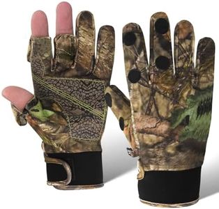 Favuit Camo Hunting Gloves, Lightweight Anti-Slip Full Finger Fingerless Glove Outdoor Camouflage Gear Archery Accessories for Hunting Turkey Fishing Airsoft (Black L)