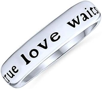 Mantra Sentimental Words True Love Waits Purity Promise Ring Band for Teen .925 Sterling Silver