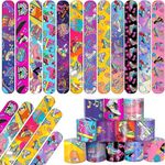 YYMYMGJ 48PCS Roller Skate Party Favors Slap Bracelets, Roller Skate Wristbands Bracelets Goodie Bag Fillers Throwback 90s Roller Skating Hip Hop Birthday Decorations Supplies for Kids Adults