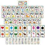 D-FantiX 58 Pieces Alphabet and Number Bulletin Board Set, Manuscript Educational Preschool Cards, Early Learning Alphabet Number Colors Shapes Posters for Kids Kindergarten Classroom Wall Decorations